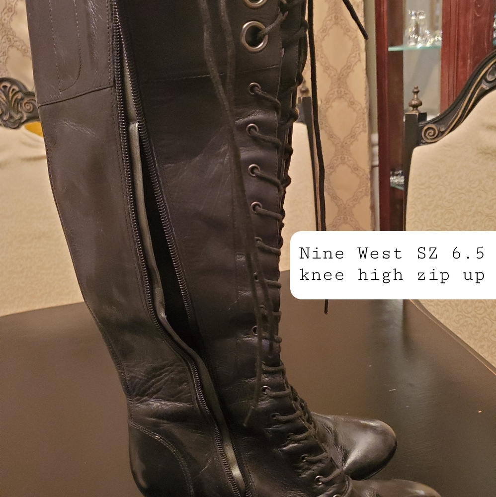 Nine west knee high lace up boots